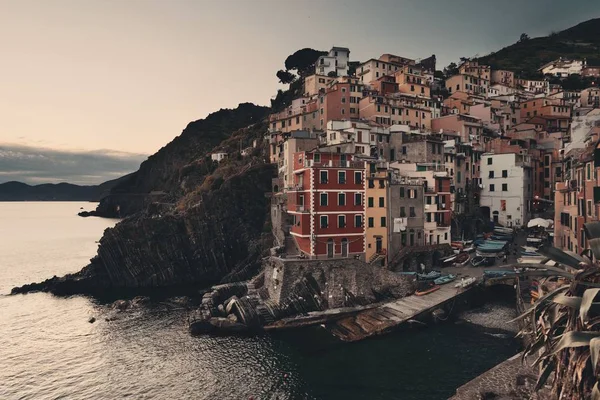Riomaggiore waterfront in Cinque Terre — стокове фото
