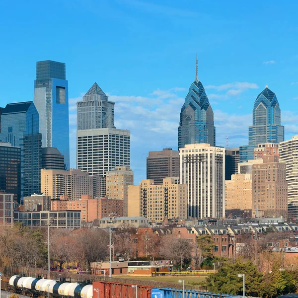 Philadelphia Skyline napján — Stock Fotó