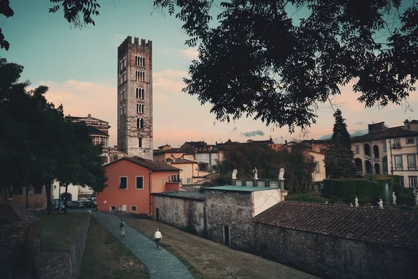 Basilica di San Frediano zmierzch w Lucca — Zdjęcie stockowe