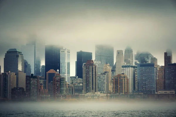 New York City downtown fog — Stock Photo, Image