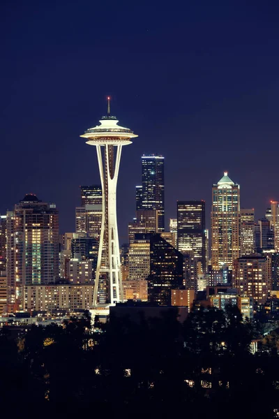 Ciudad de Seattle Skyline en la noche — Foto de Stock