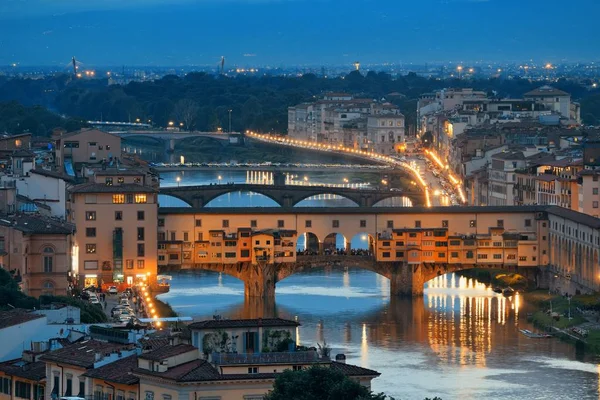 Panorama Florencie v noci — Stock fotografie