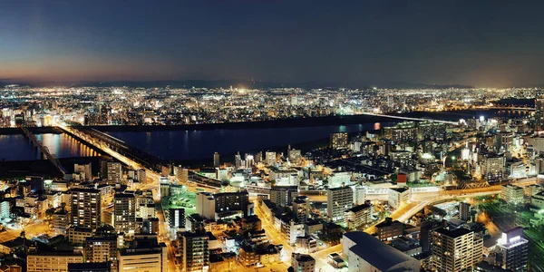 Gece Osaka Kentsel şehir — Stok fotoğraf
