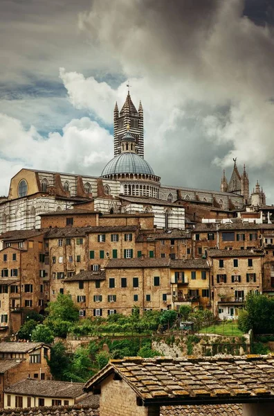 Città medievale con Duomo di Siena — Foto Stock