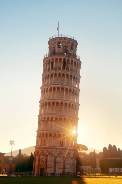 Leaning tower in Pisa at sunrise