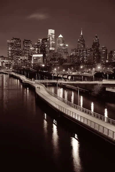 Philadelphia manzarası, gece — Stok fotoğraf