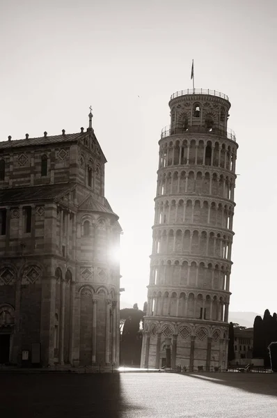 Pisa Kulesi güneş doğarken yaslanmış — Stok fotoğraf