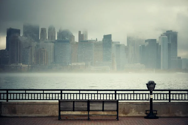New York City downtown in fog — Stock Photo, Image