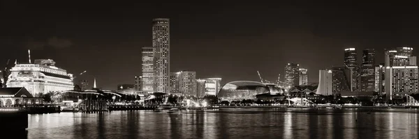 Horizonte singapurense por la noche —  Fotos de Stock