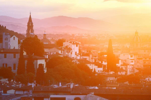 Florence Panorama view střešní sunset — Stock fotografie