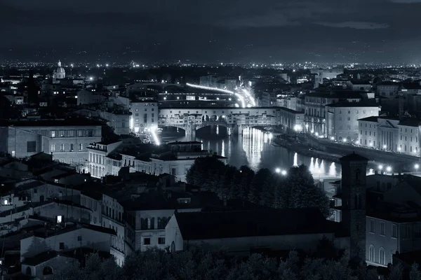 stock image Florence skyline night black and white