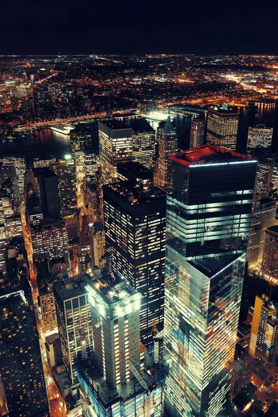 New York City downtown at night — Stock Photo, Image