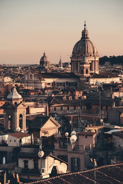 Rome rooftop view with ancient architecture in Italy.