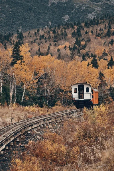 Train touristique à la chaîne de montagnes — Photo