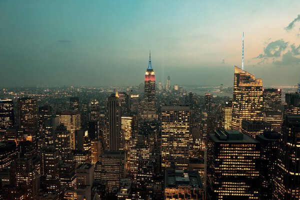 View of New York City downtown skyline