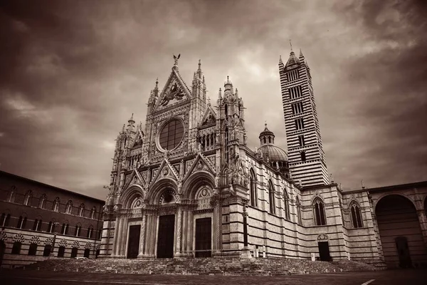 Сиенский собор со зданиями — стоковое фото