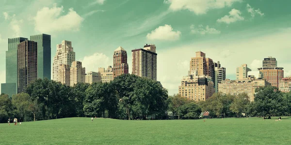 Central park met skyline — Stockfoto