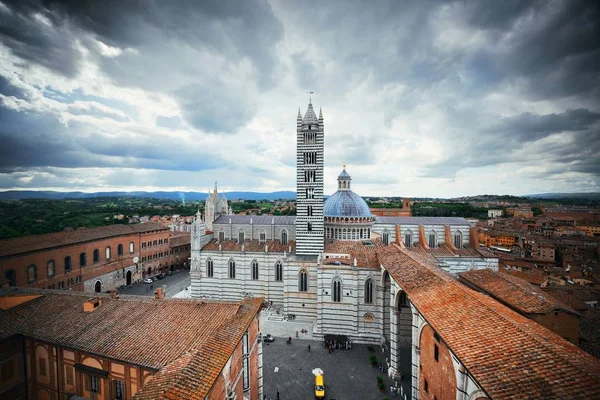 Sienas katedral med byggnader — Stockfoto