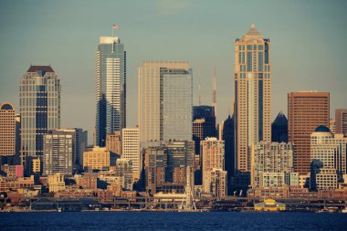 Seattle günbatımı şehir gökdelenler