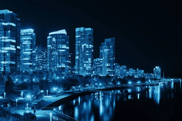 Vancouver miasto w nocy — Zdjęcie stockowe