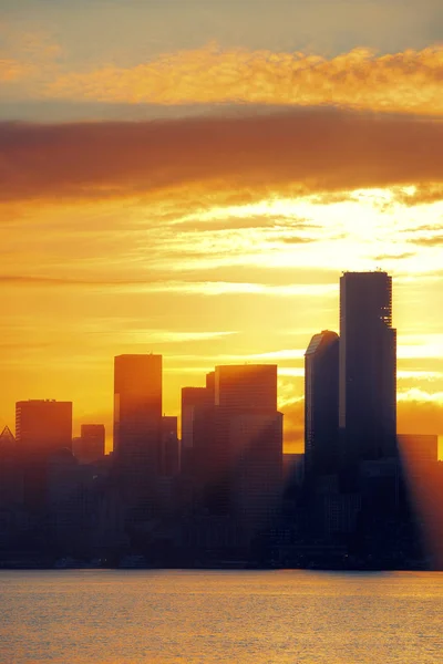 Seattle centre-ville lever du soleil — Photo