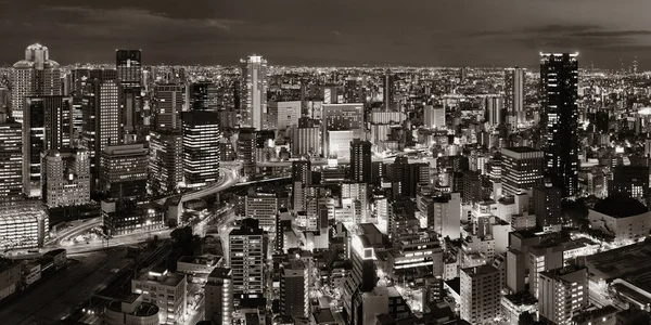 Osaka vista de la azotea noche — Foto de Stock