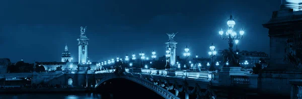 Alexandre Iii brug nacht weergave — Stockfoto