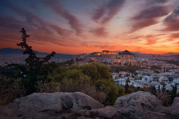 Athénské panorama sunrise — Stock fotografie