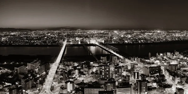 Osaka gece çatı görünümü — Stok fotoğraf