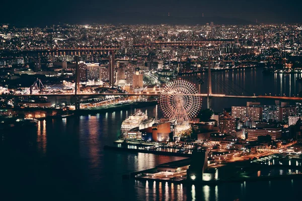 Υπέροχη θέα της Οσάκα νύχτα — Φωτογραφία Αρχείου