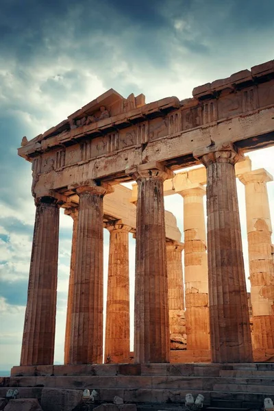 Parthenon Templom Közelkép Akropoliszban Athénban Görögországban — Stock Fotó