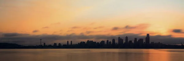 Seattle Panorama Miasta Widok Morze Wschodzie Słońca Architektury Miejskiej — Zdjęcie stockowe