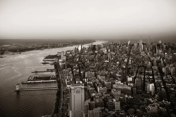 Manhattan Belvárosában Naplemente Tetőtéri Kilátás Városi Felhőkarcolók New York City — Stock Fotó