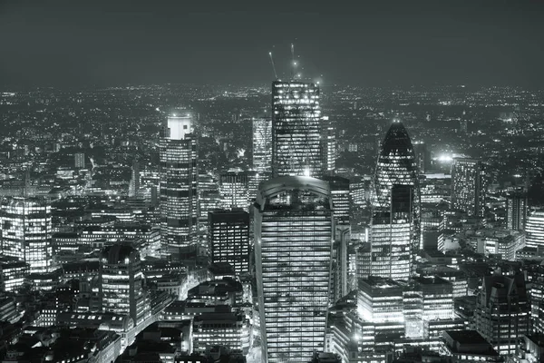 London Légifelvételek Panoráma Éjszaka Városi Architektúrák Fekete Fehér — Stock Fotó