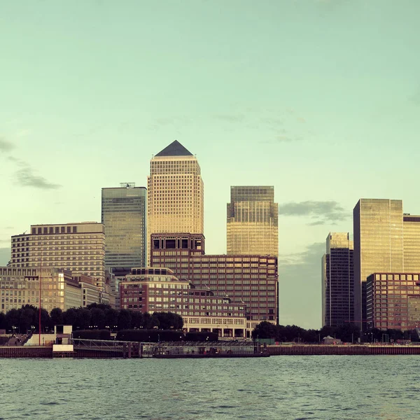 Canary Wharf Business District London Sunset — Stock Photo, Image