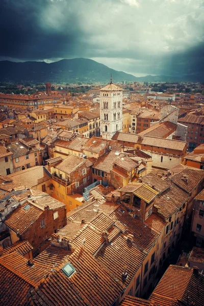 Lucca Town Skyline Rooftop View Bell Tower Basilica San Michele — Stock Photo, Image