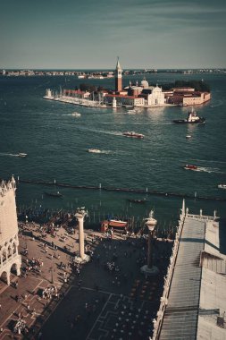 Piazza San Marco ve San Giorgio Maggiore adası Venedik, İtalya.
