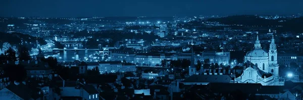 Prag Skyline Takutsikt Med Historiska Byggnader Natten Tjeckien — Stockfoto