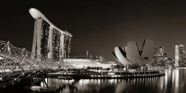 Singapour Skyline Nuit Avec Des Bâtiments Urbains — Photo