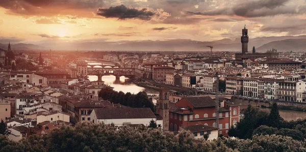 Florencie Panorama Pohled Piazzale Michelangelo Při Západu Slunce — Stock fotografie