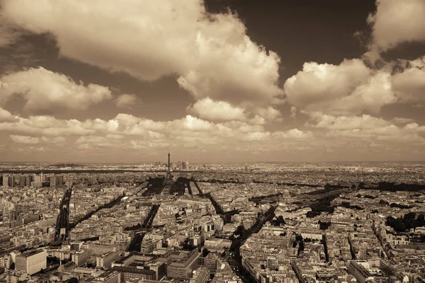 Paris Çatısı Manzaralı Eiffel Kulesi Şehir Silüeti — Stok fotoğraf
