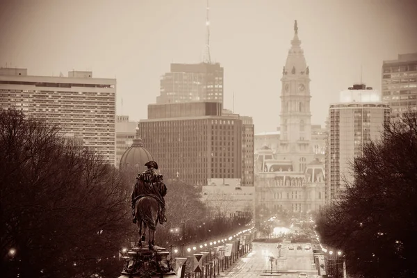 George Washington Staty Och Gata Philadelphia — Stockfoto