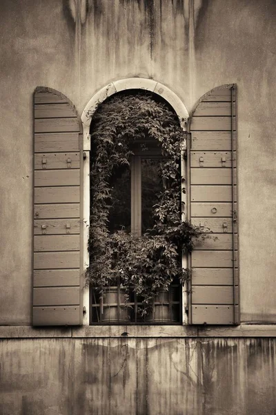 Uma Vista Perto Janela Edifícios Históricos Veneza Itália — Fotografia de Stock