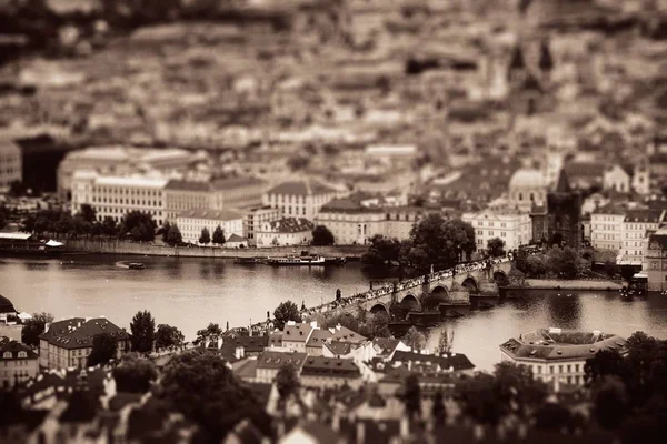 Praha Panorama Most Přes Řeku České Republice — Stock fotografie