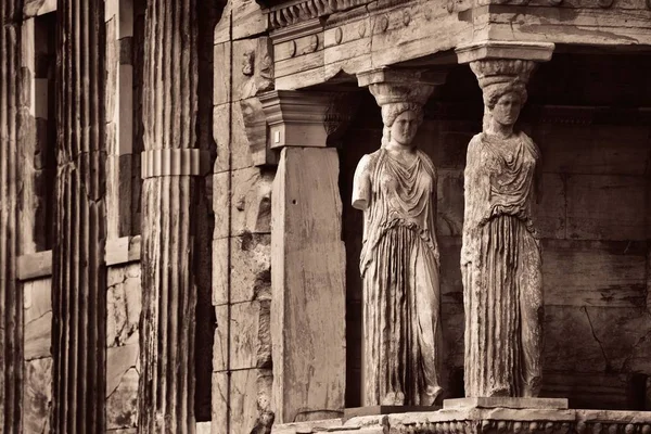 Porche Des Caryatides Temple Erechtheion Acropole Athènes Grèce — Photo