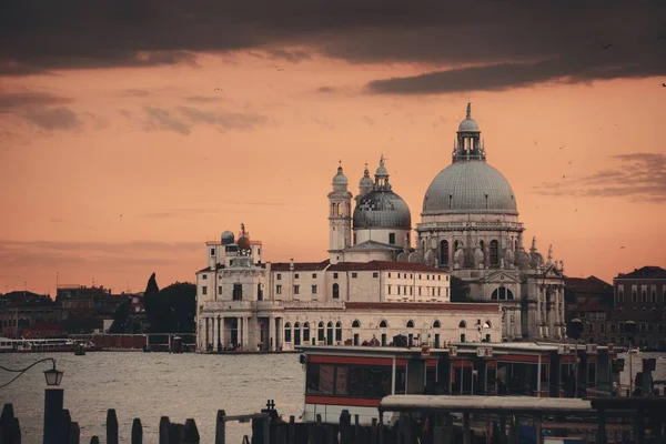 Igreja Veneza Santa Maria Della Saudação Pôr Sol Itália — Fotografia de Stock