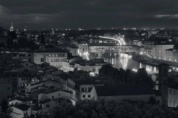 Horizonte Florença Visto Partir Piazzale Michelangelo Noite Preto Branco — Fotografia de Stock