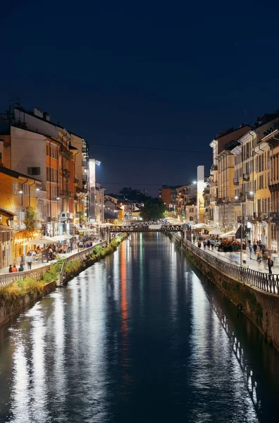 Naviglio Grande Csatorna Éjszakai Élet Étterem Bárok Milánóban Olaszország — Stock Fotó