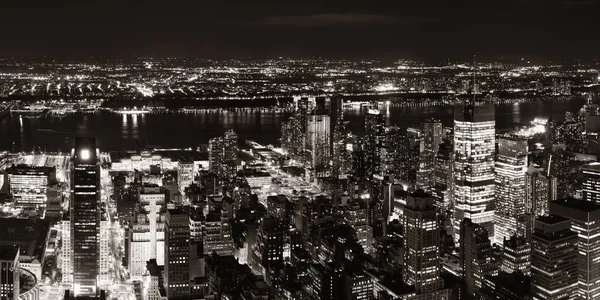 New York City West Side Natten Med Urbana Stadsbilden Panoramautsikt — Stockfoto