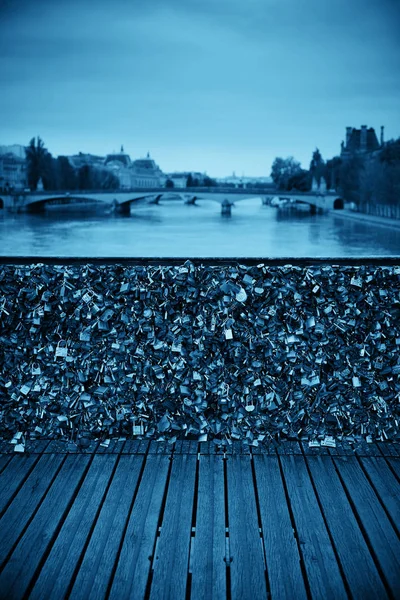 Enorme Hoeveelheid Hangsloten Brug Seine Parijs — Stockfoto